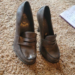 Studio Paolo “Jalisa” brown penny loafer high heel pump – size 7.5 - pre-owned